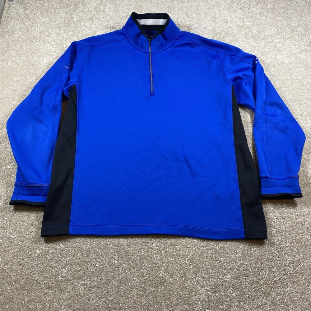 Nike Golf Quarter Zip Pullover Mens XL Blue Black Dri-FIT Athletic 578673-491